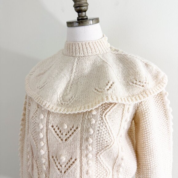 Vintage Adrienne Vittadini	Cream Shetland Wool Sweater Women's Size XS EUC - Picture 2 of 9